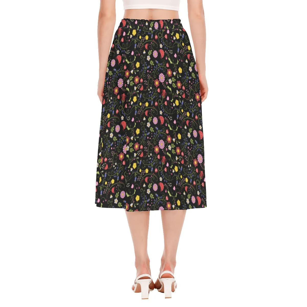 Nipin Blossom Midnight Women's Long Section Chiffon Skirt