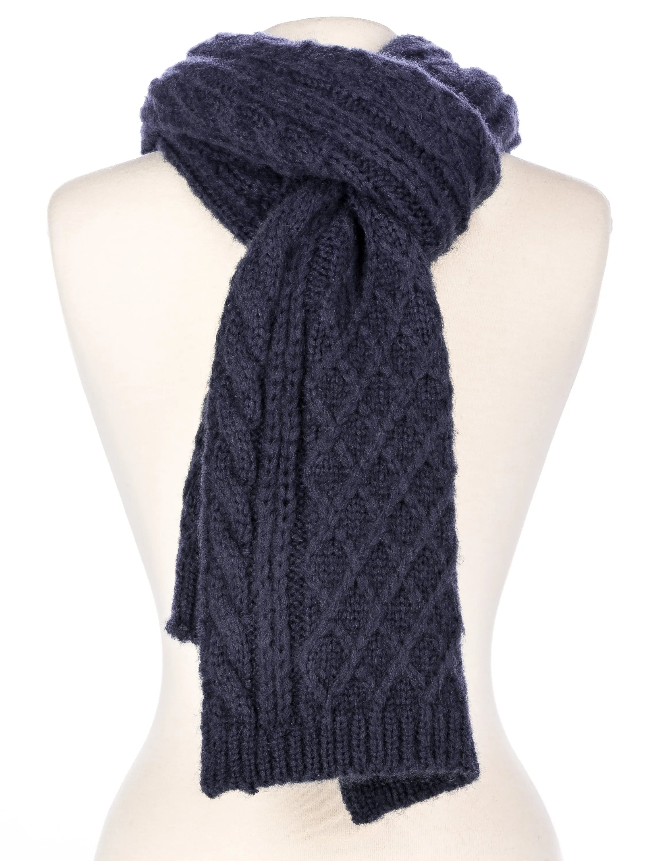 Noble Mount Mens Super-Soft Cable Knit Avalanche Scarf and Hat Set