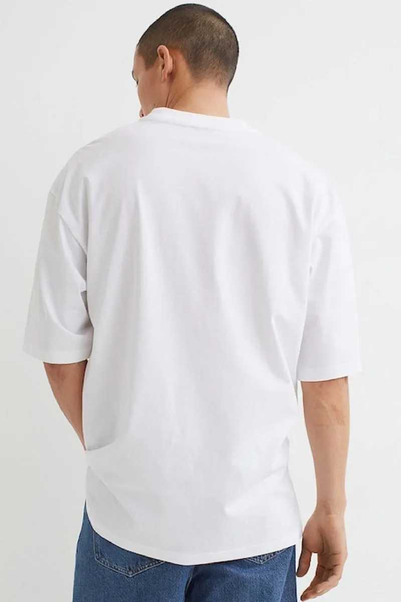 On The Rock White Drop Shoulder T Shirt