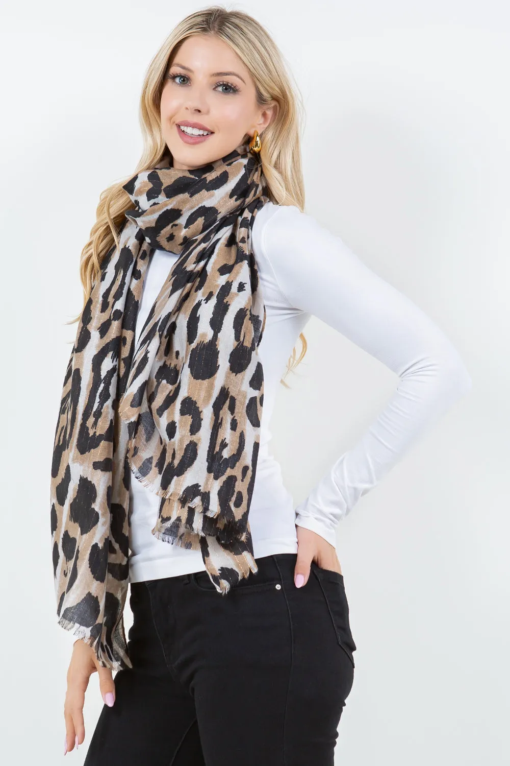 OP-4304 Leopard Scarf with Lurex