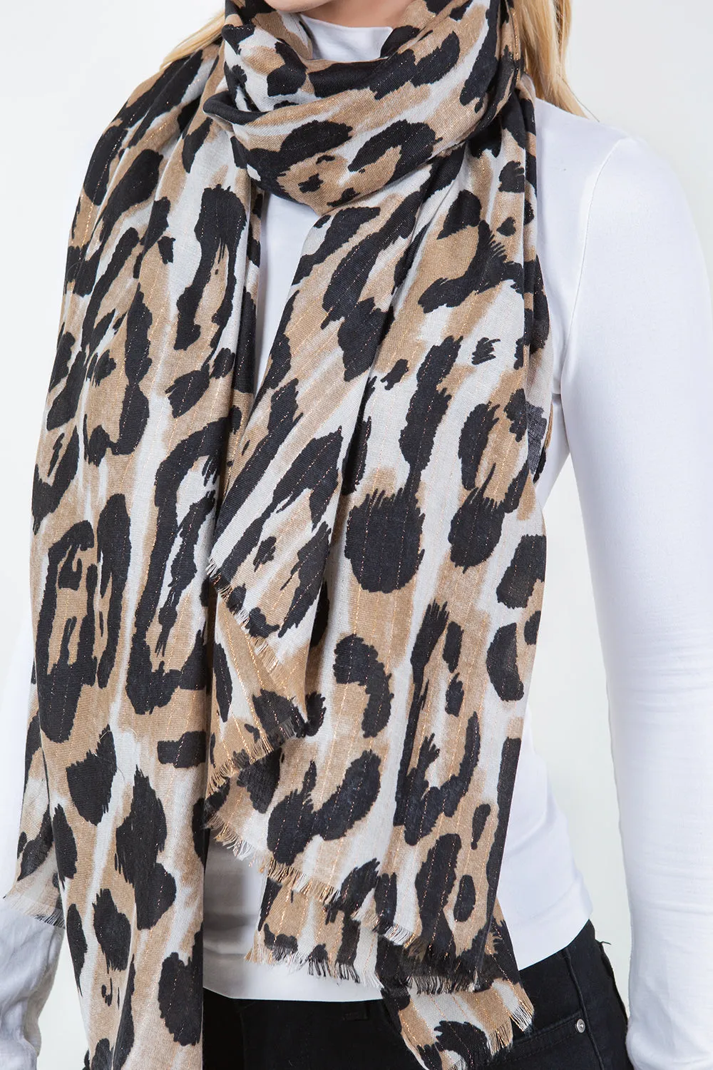 OP-4304 Leopard Scarf with Lurex