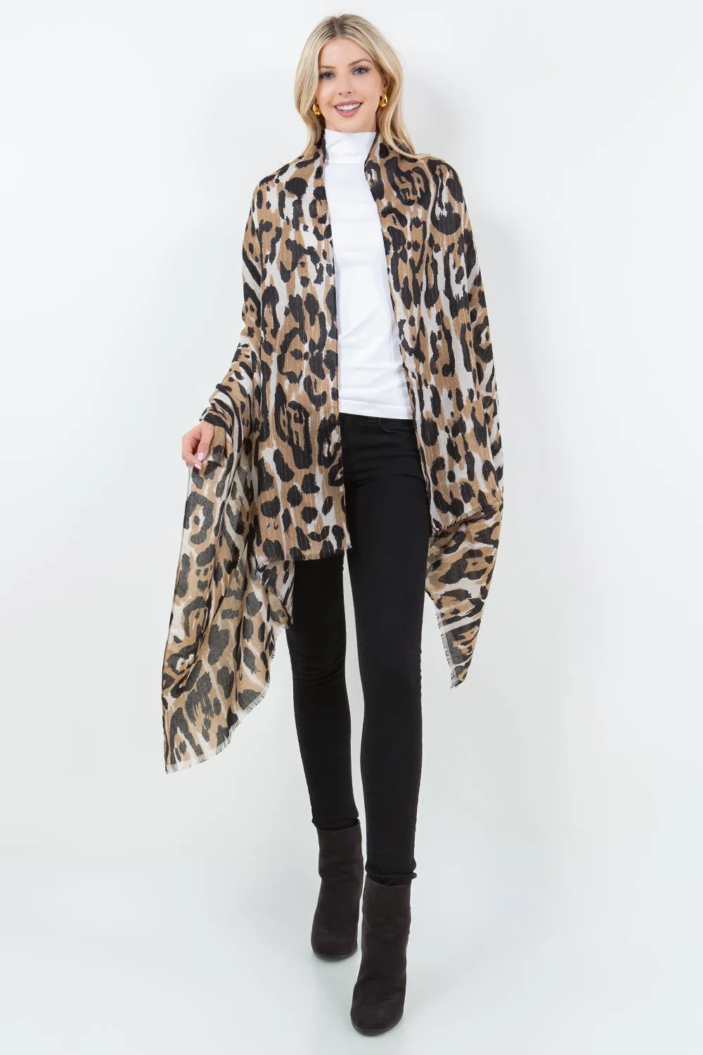 OP-4304 Leopard Scarf with Lurex