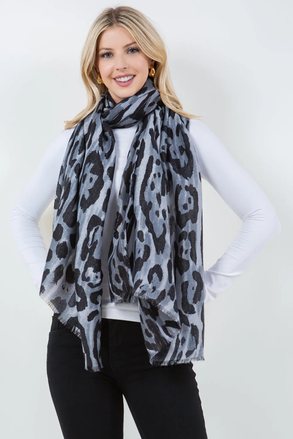 OP-4304 Leopard Scarf with Lurex