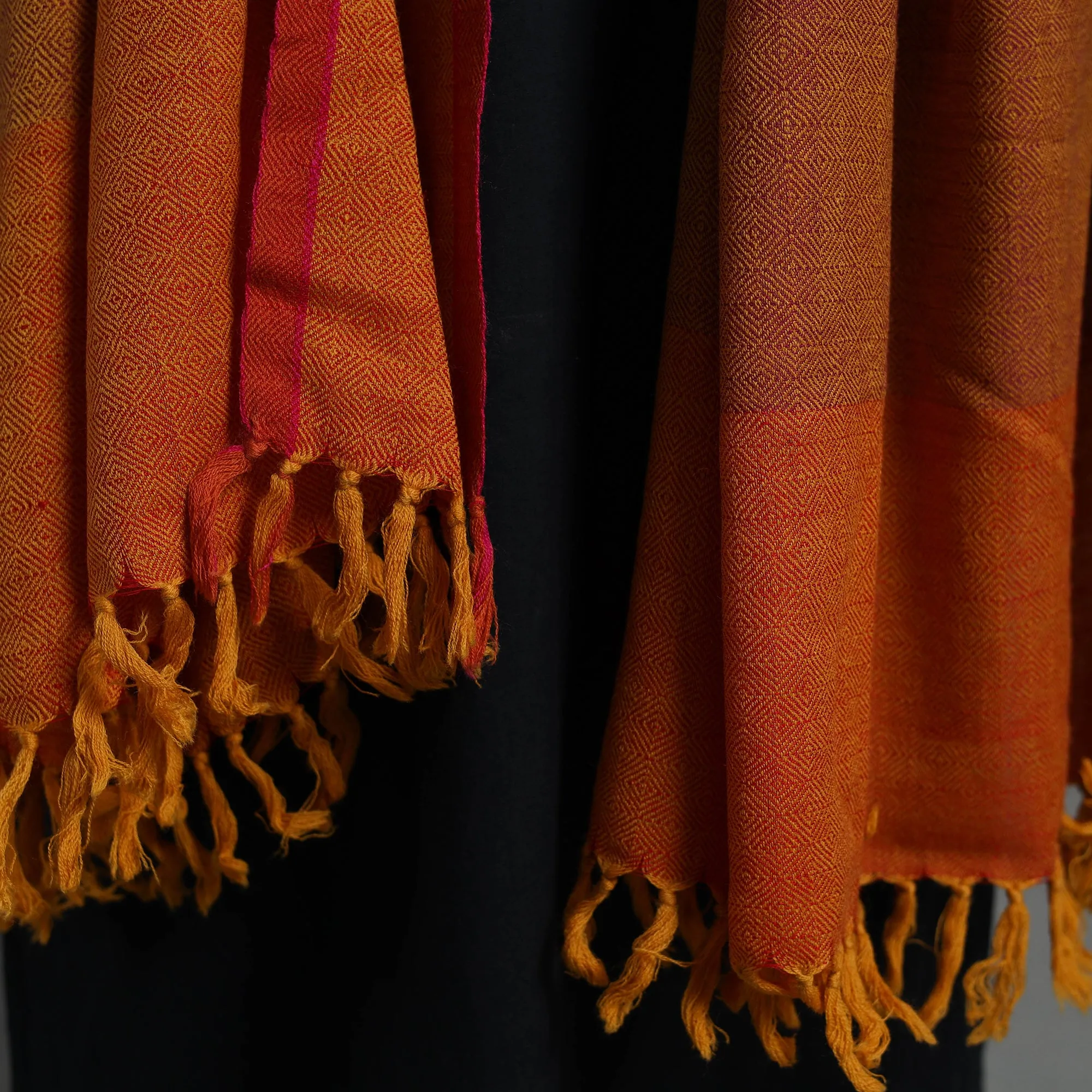 Orange - Kumaun Handwoven Pure Merino Wool Shawl for Women 58