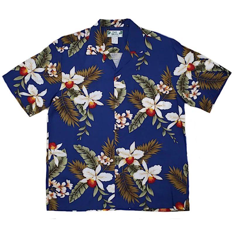 Orchid Dark Blue Floral Print Shirt