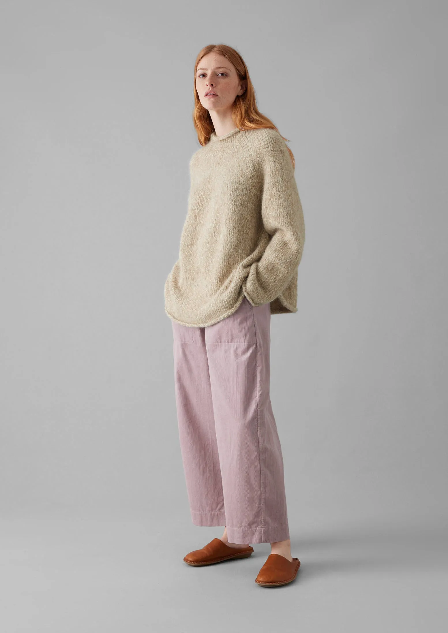 Organic Cord Barrel Leg Trousers | Wood Lilac