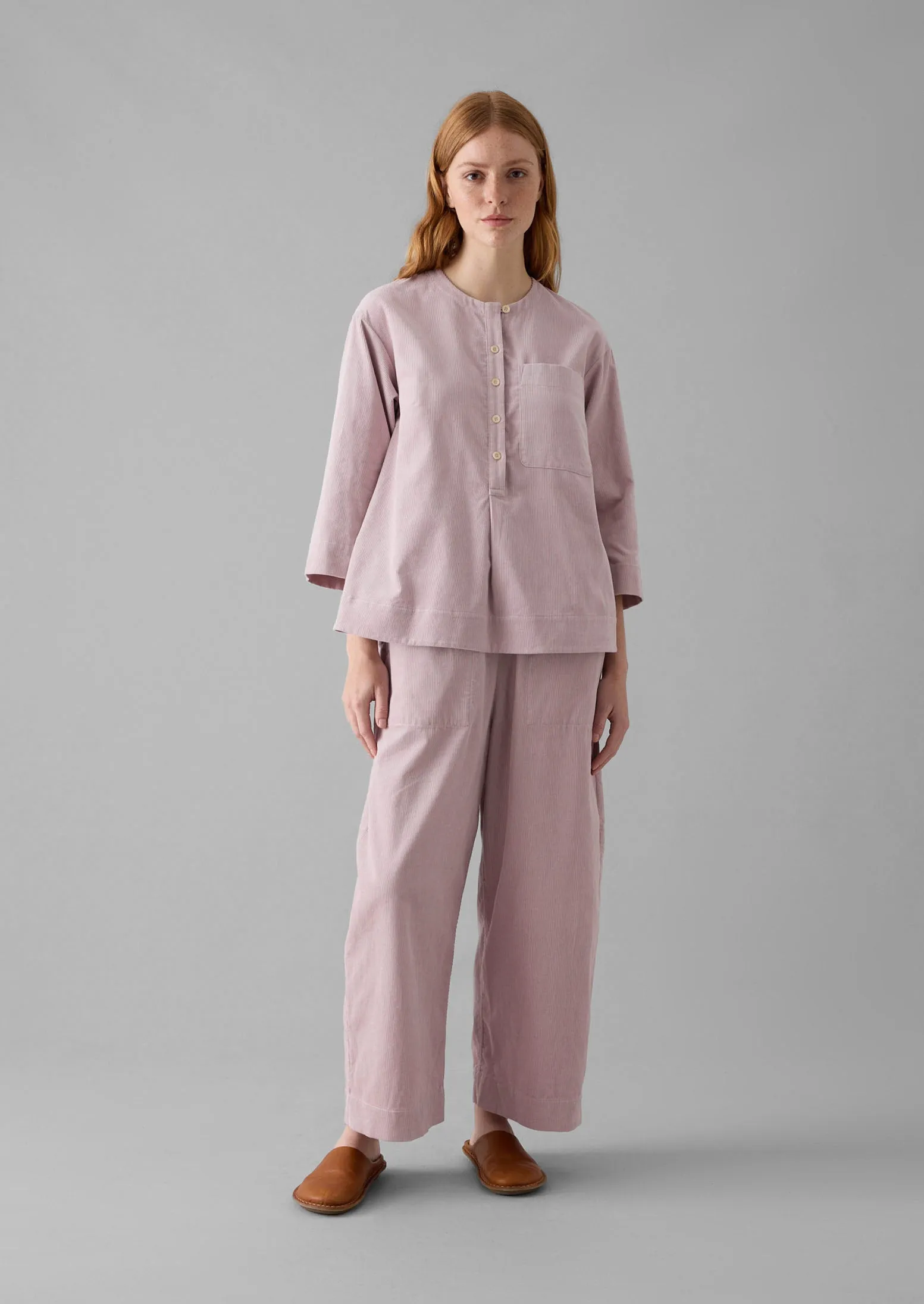 Organic Cord Barrel Leg Trousers | Wood Lilac