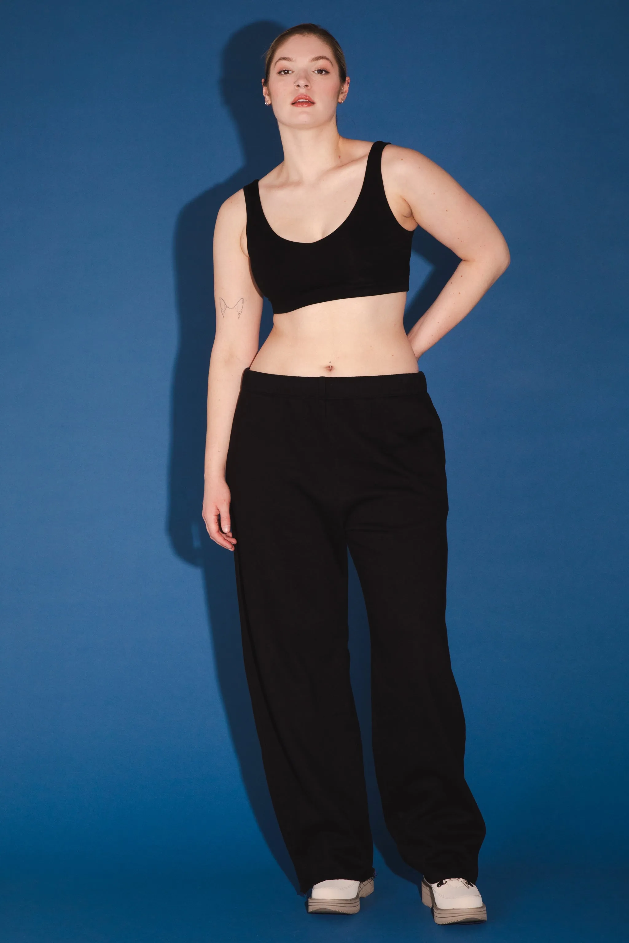 Organic Wide Leg Sweatpant in Black - Reg & Tall