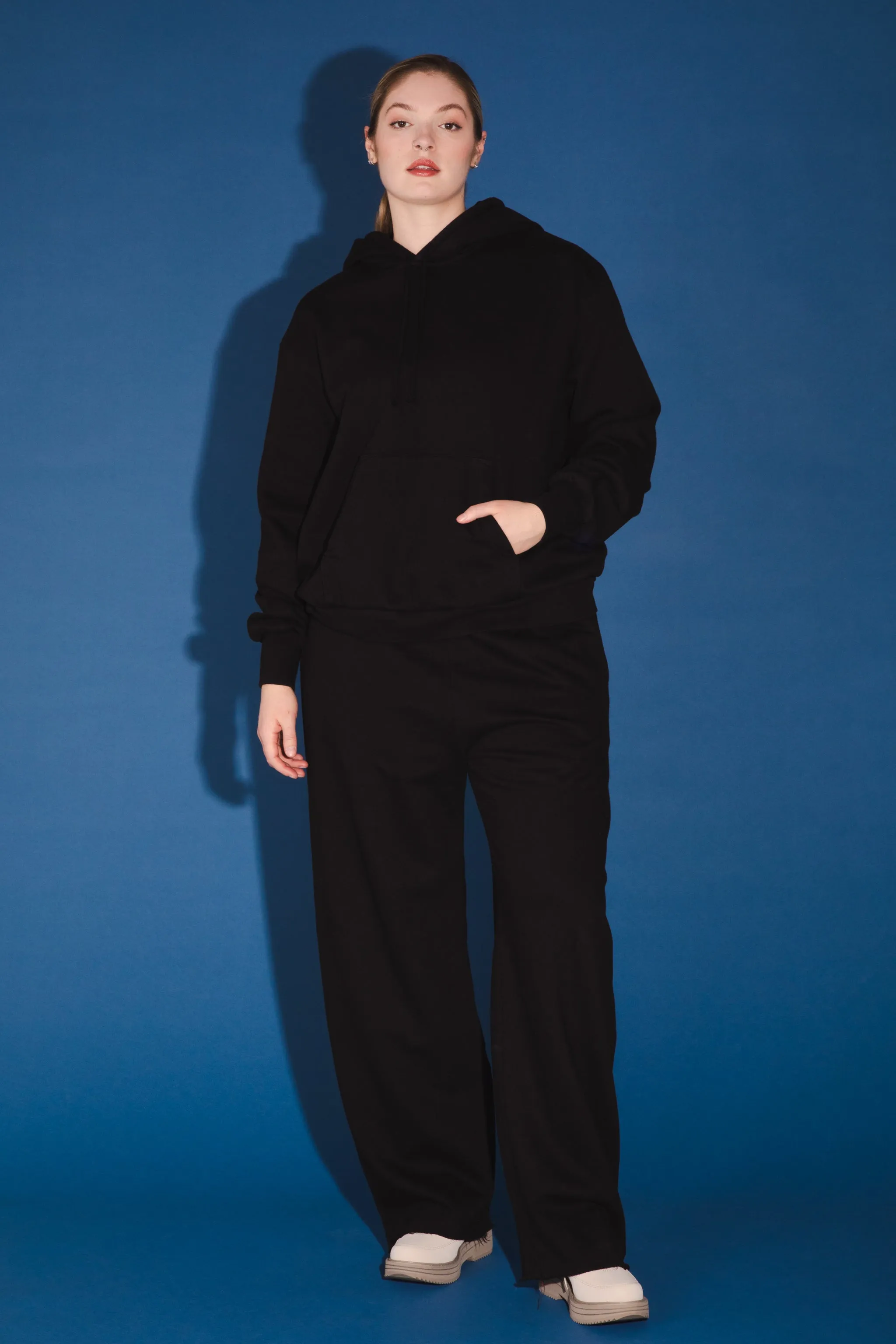 Organic Wide Leg Sweatpant in Black - Reg & Tall