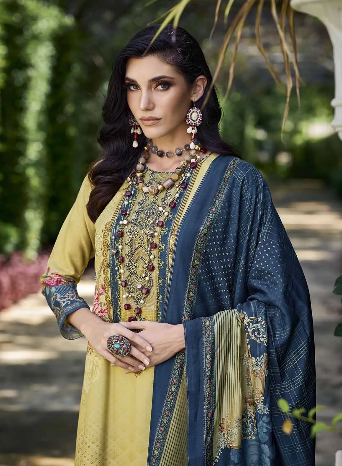 Pakistani Print Pashmina Unstitched Winter Suits Fabric for Women