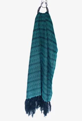 PATINA TEAL MERIDA REBOZO SHAWL MEXICAN BLANKET 75x30