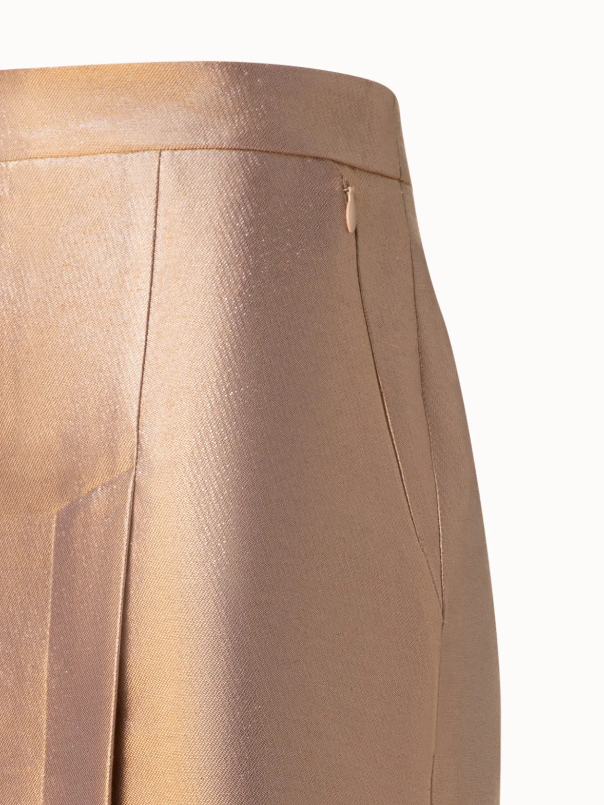 Pencil Skirt with Slit in Cotton and Golden Lurex