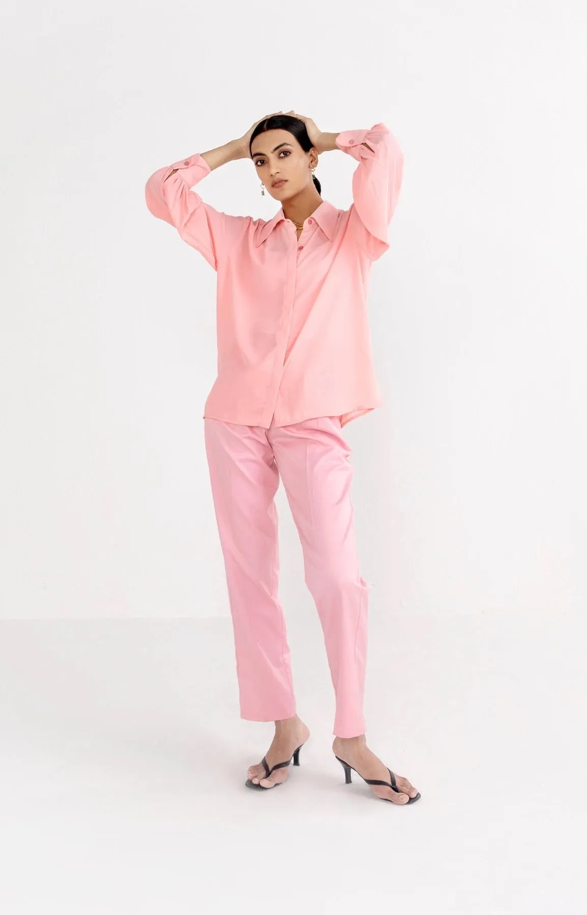 Pink Long-Collared Bishop Shirt for women