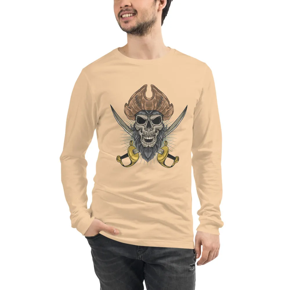 Pirate skull in front of crossed sabers Men's Long Sleeve Tee