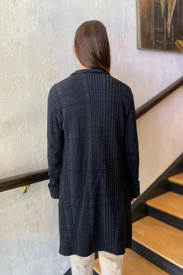 Plaid Long Jacket - Grey