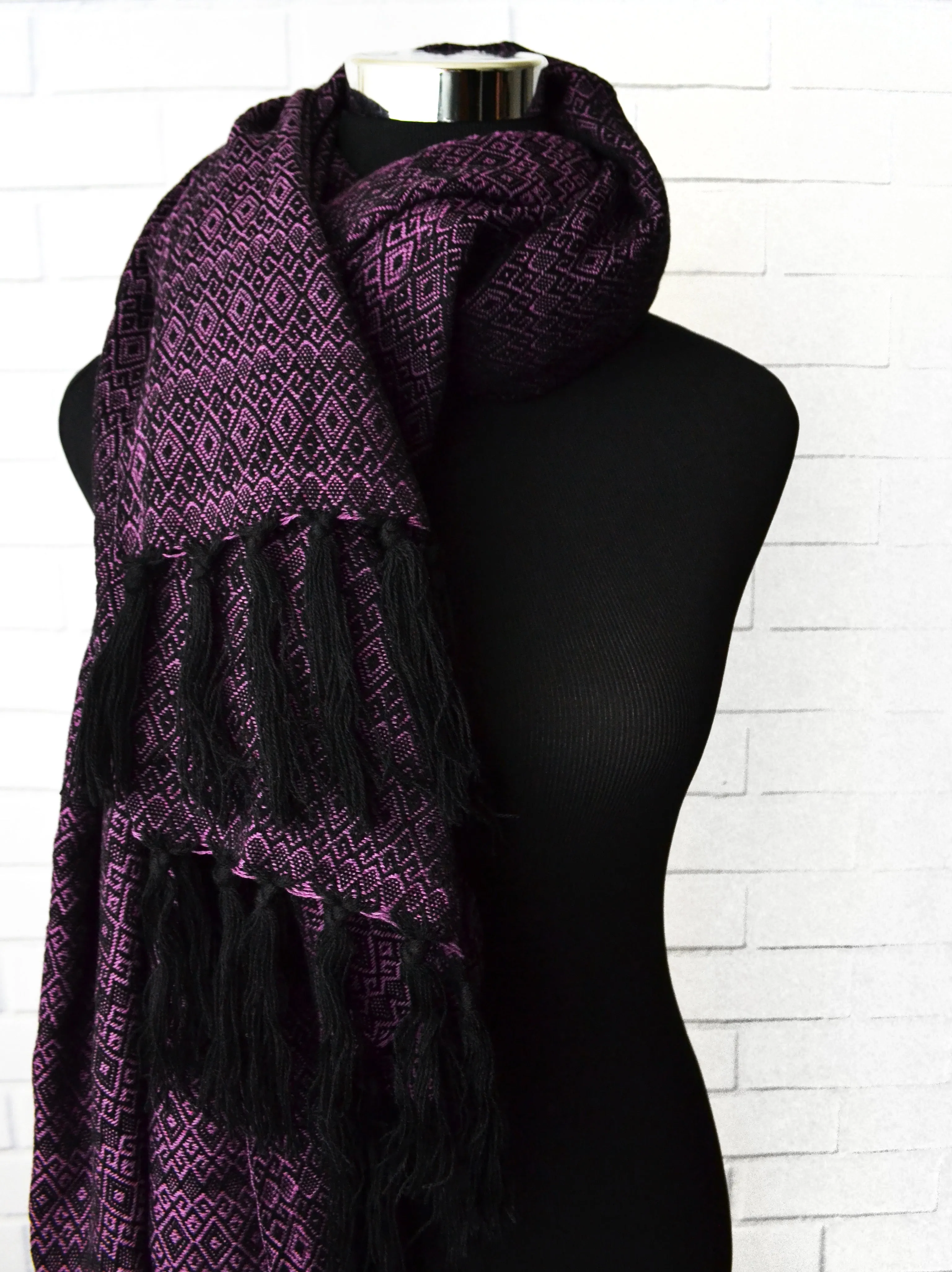 Purple Amethyst Merida Rebozo Shawl Mexican Blanket