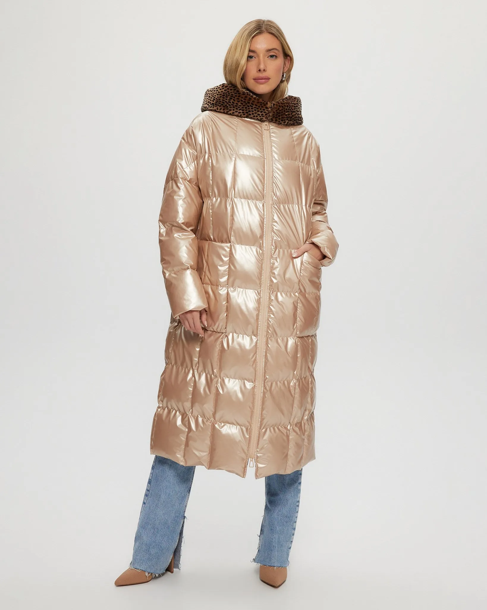 QUILTED PARKA WITH SHEARLING LAMB HOOD TRIM