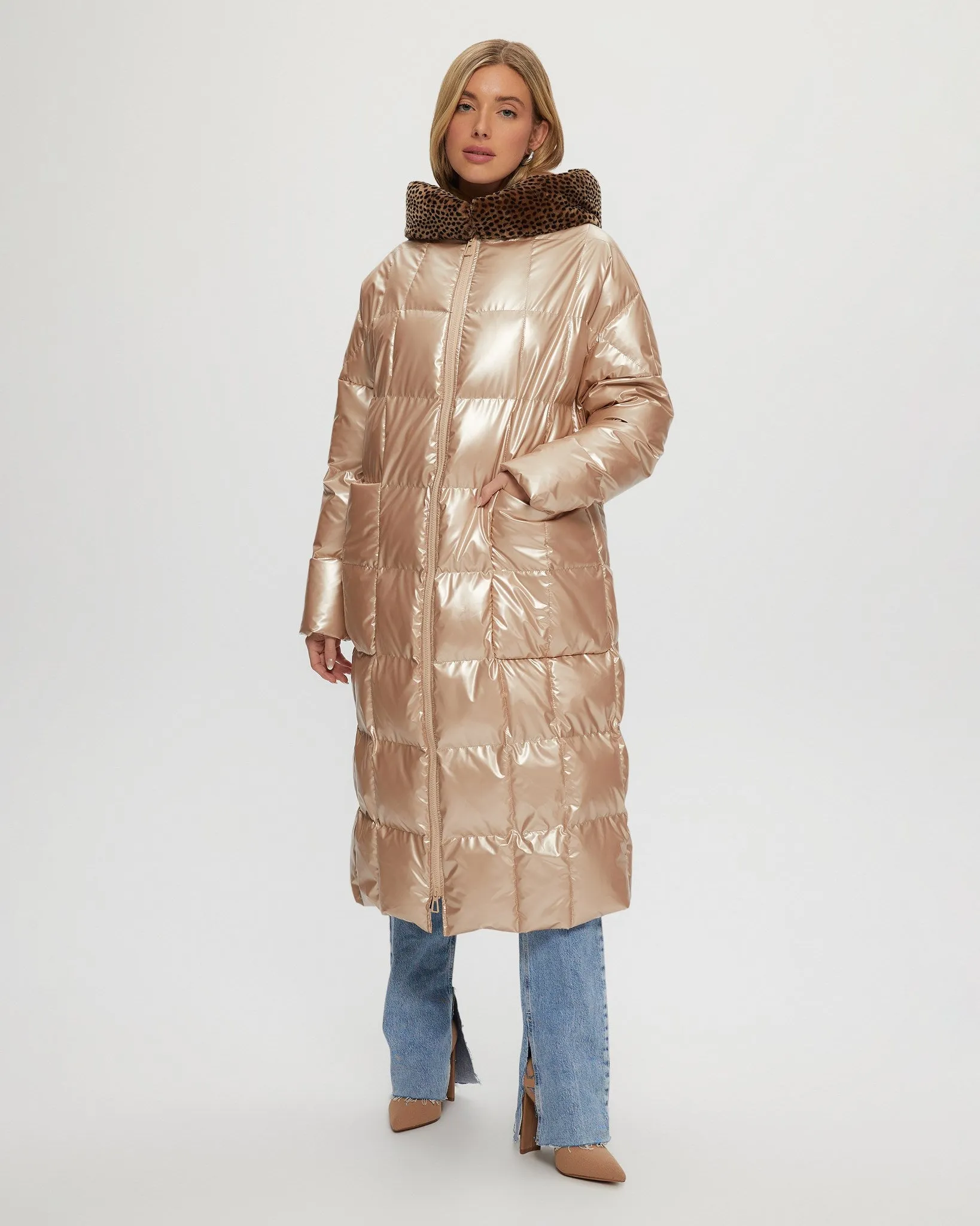 QUILTED PARKA WITH SHEARLING LAMB HOOD TRIM