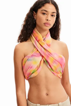 Rectangular foulard with out-of-focus print