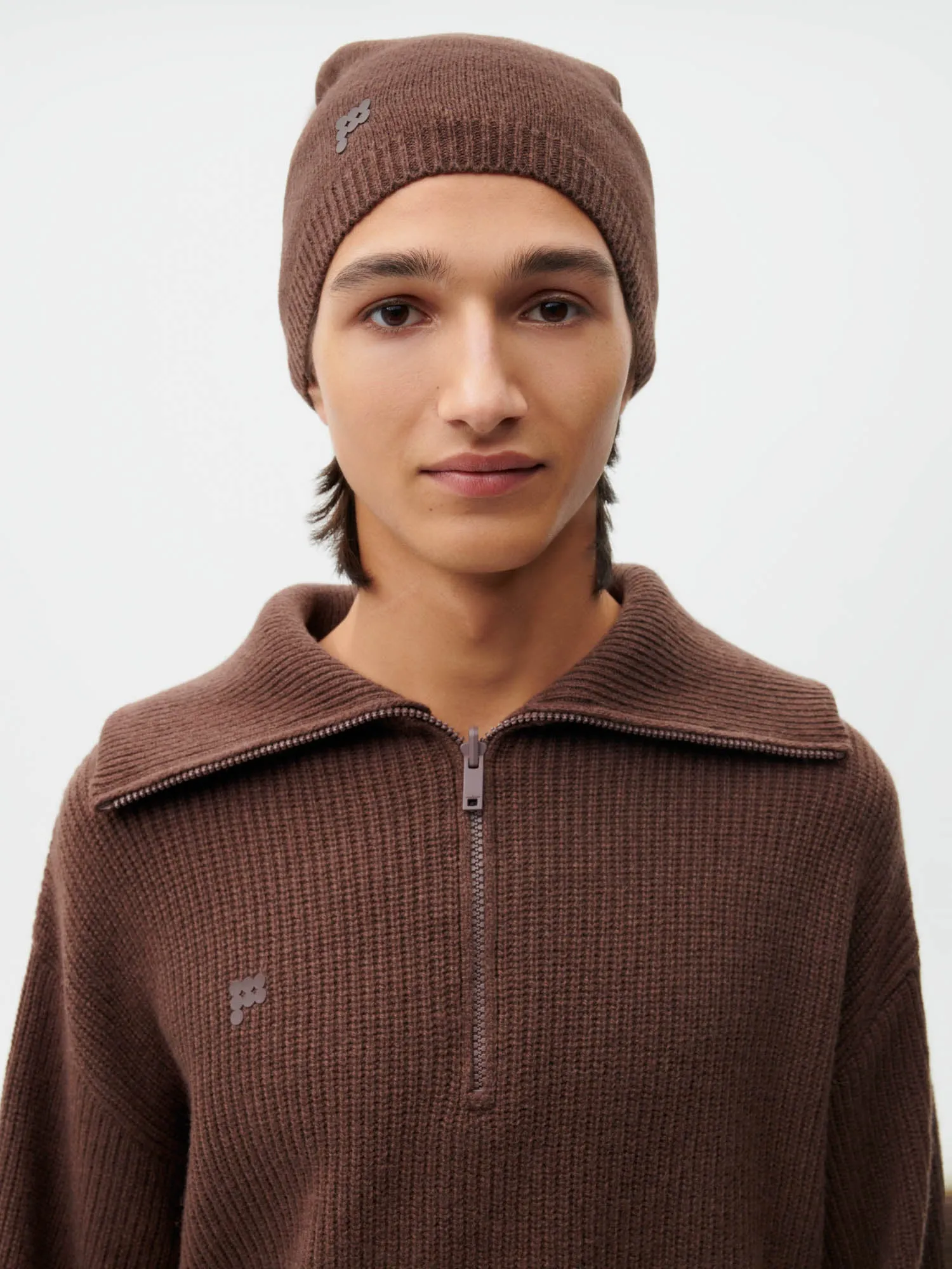 Recycled Cashmere Beanie—chestnut brown