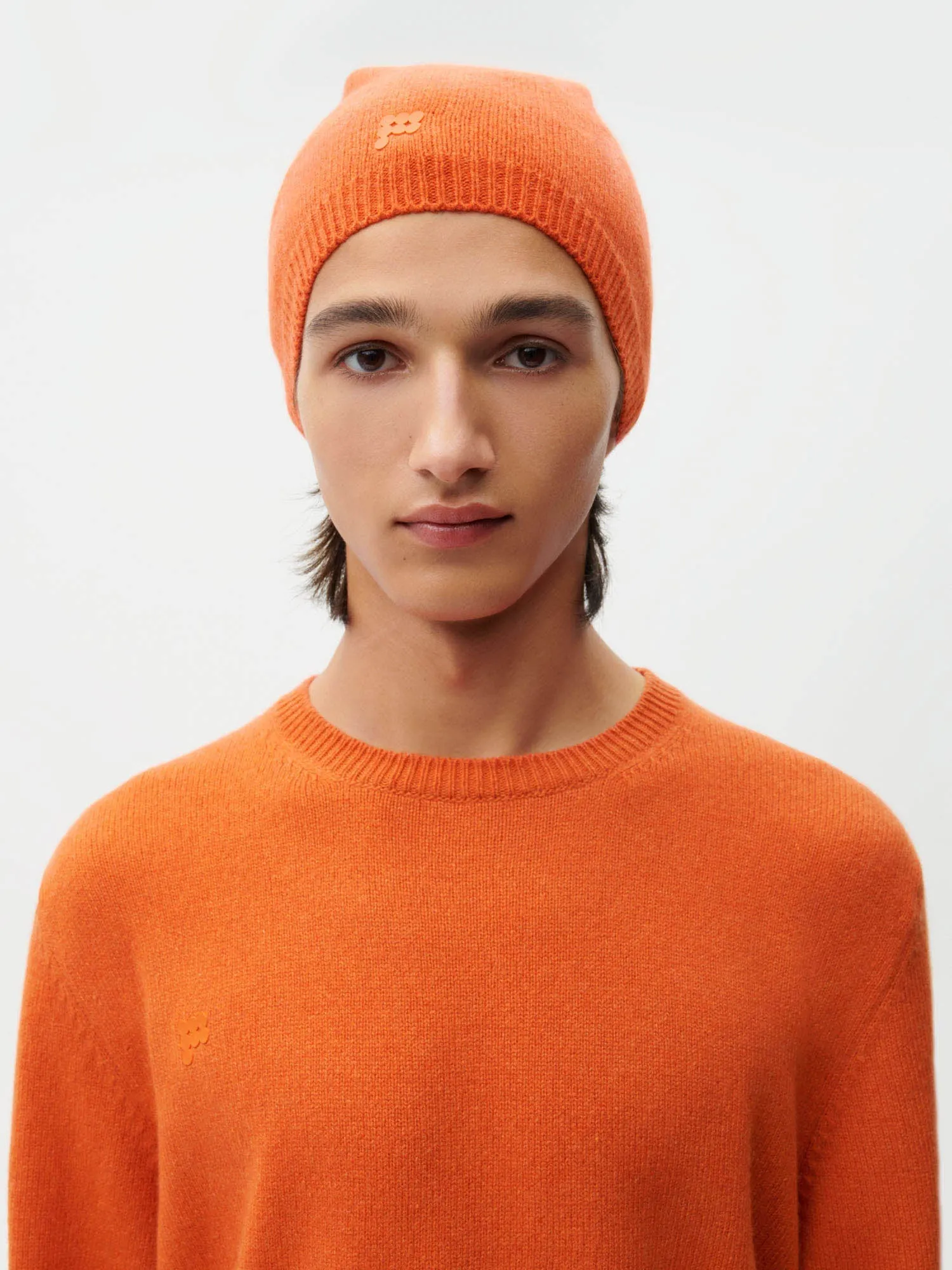 Recycled Cashmere Beanie—cinnamon orange