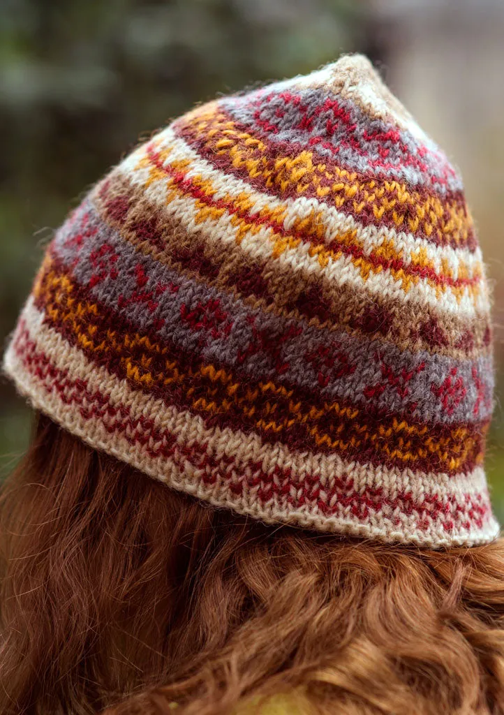 Red Cream Hand Knitted Woolen Hat