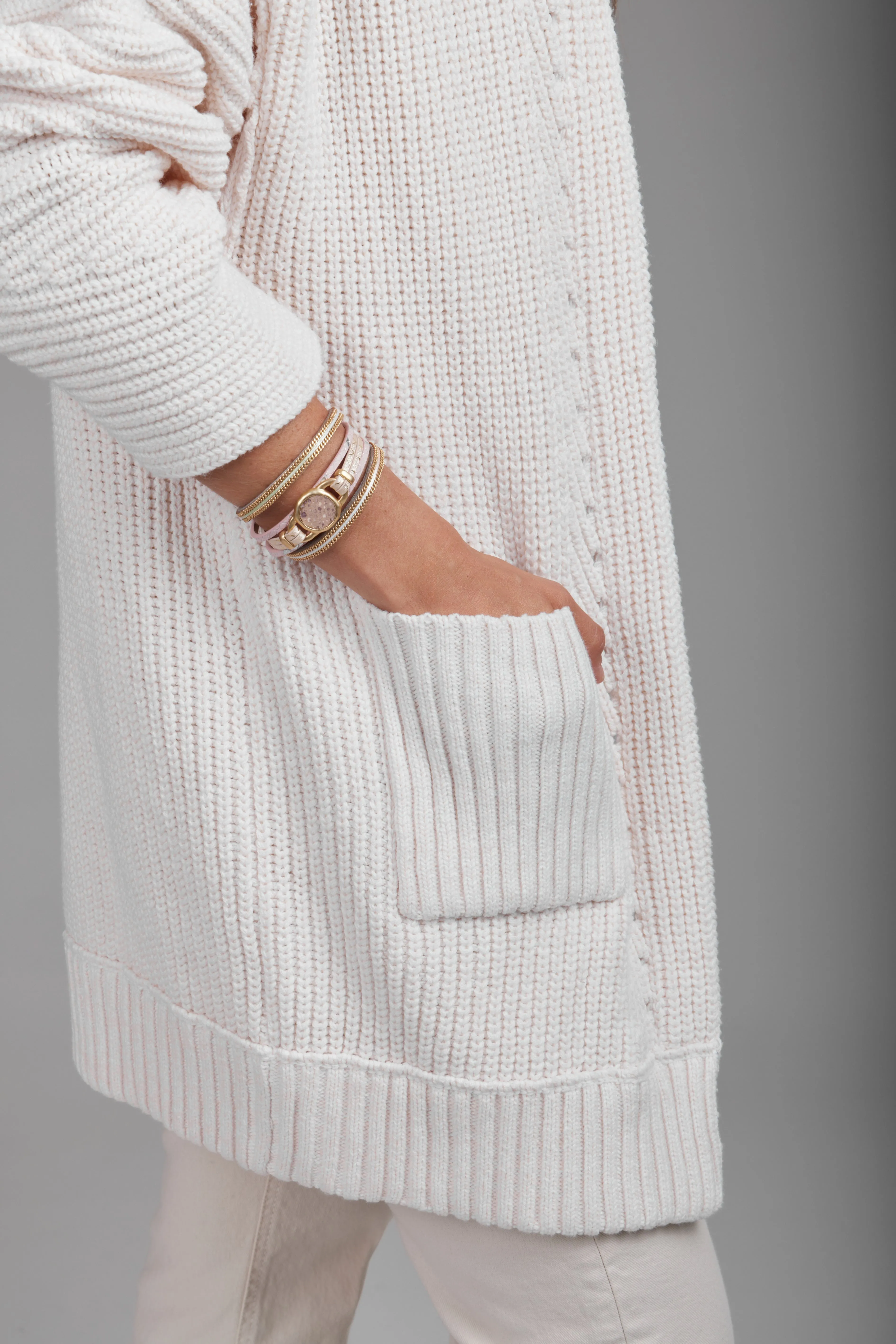 Ribbed Knit Open Cardigan