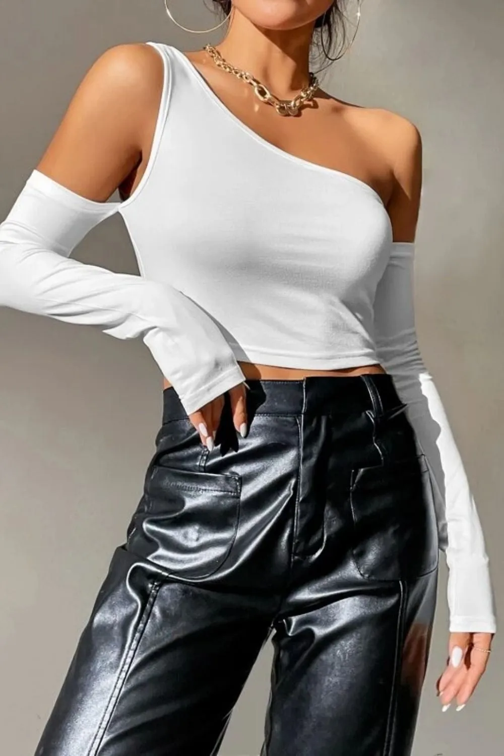 Roll White Cold Shoulder Top