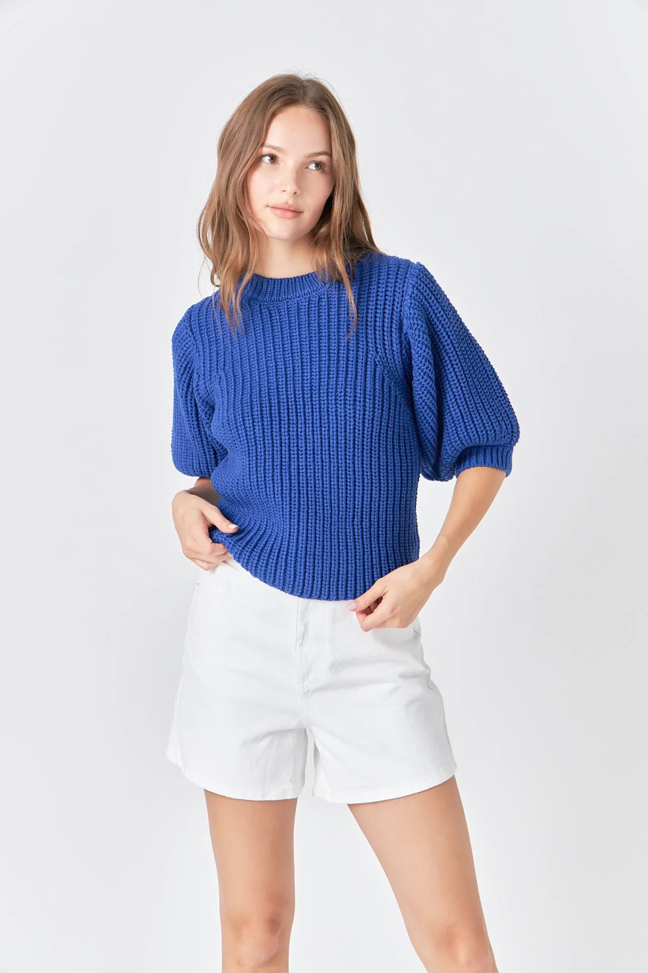 Round-neck Short Sleeve Knit Sweater