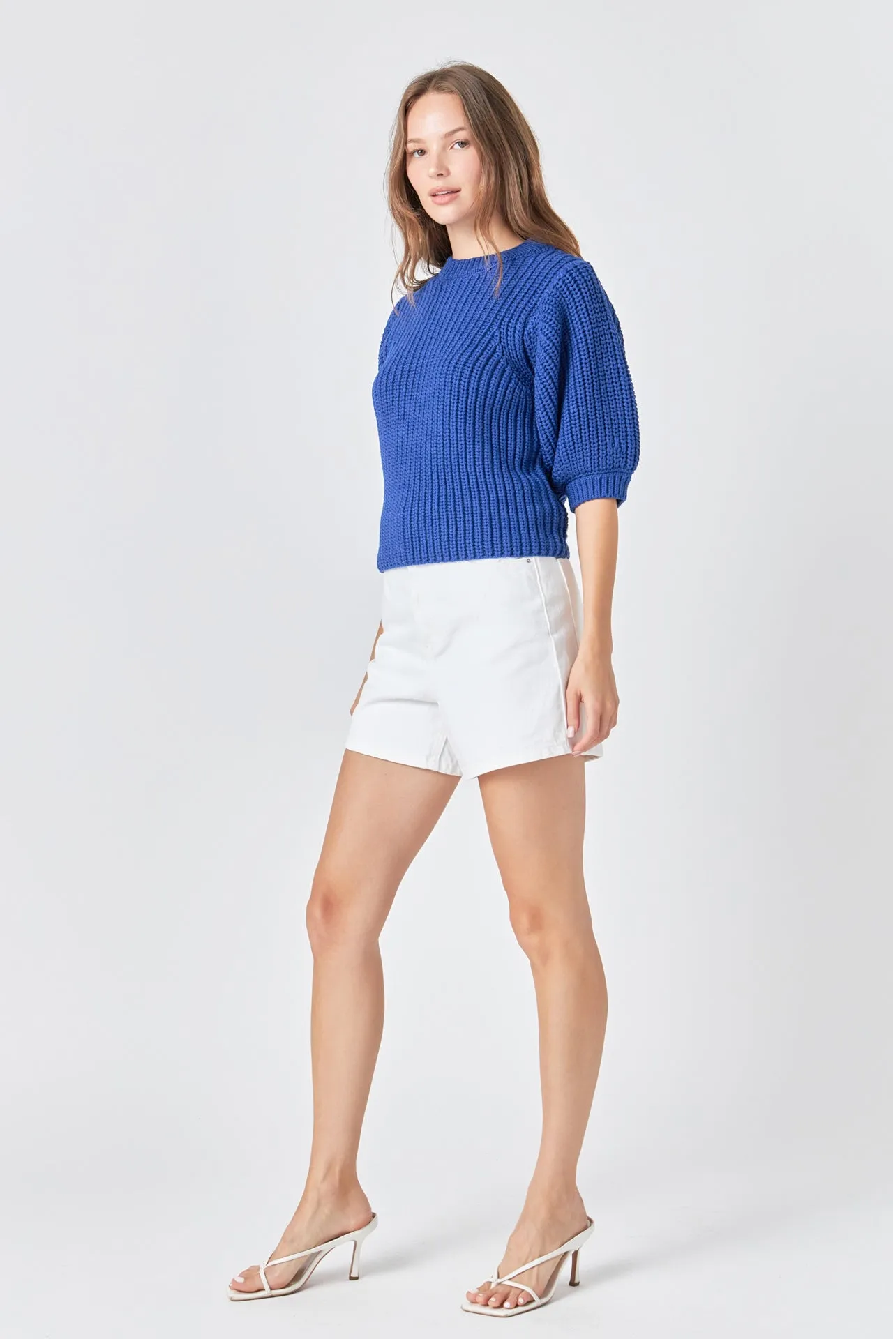 Round-neck Short Sleeve Knit Sweater