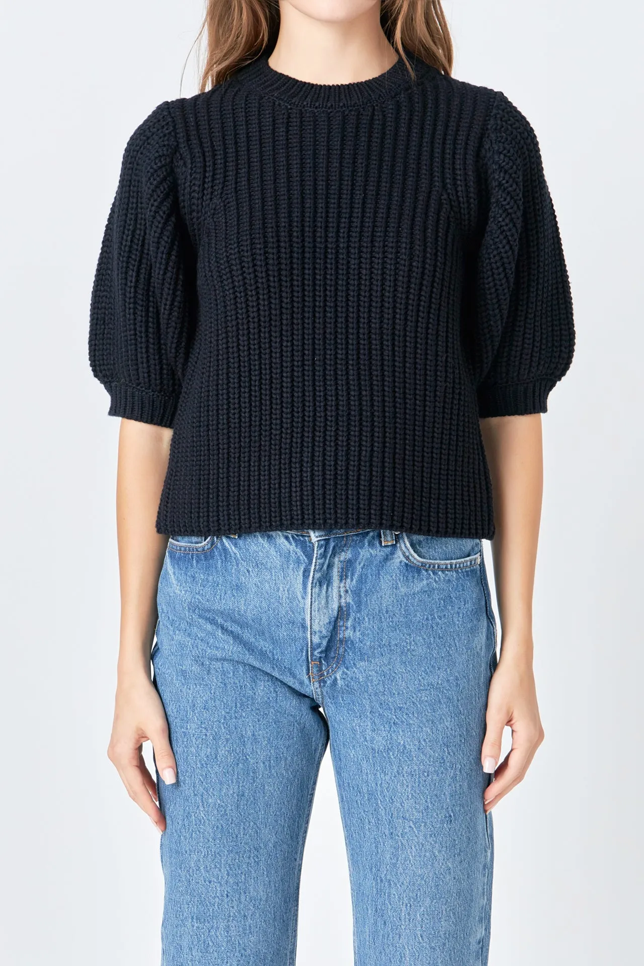 Round-neck Short Sleeve Knit Sweater