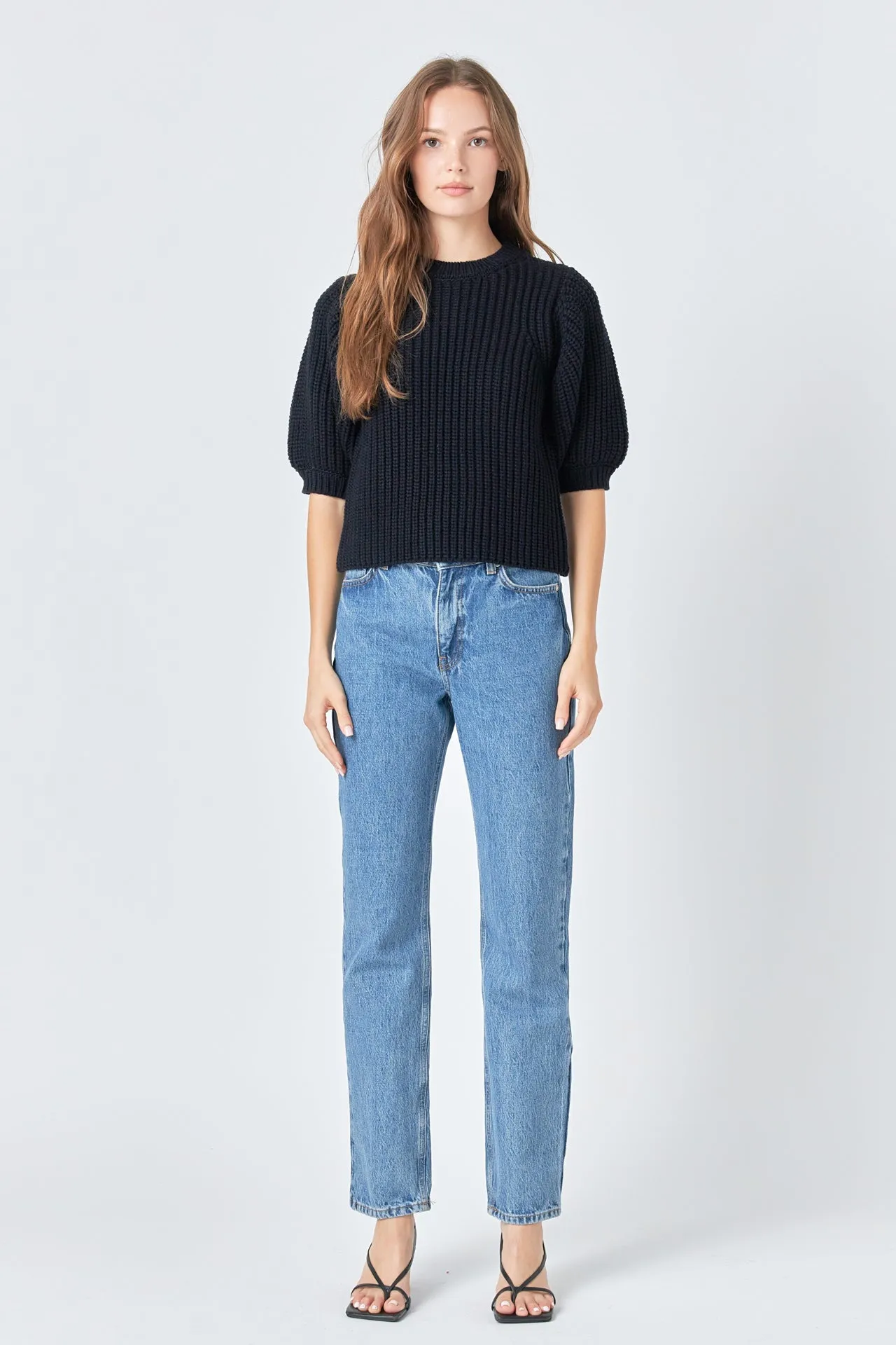 Round-neck Short Sleeve Knit Sweater