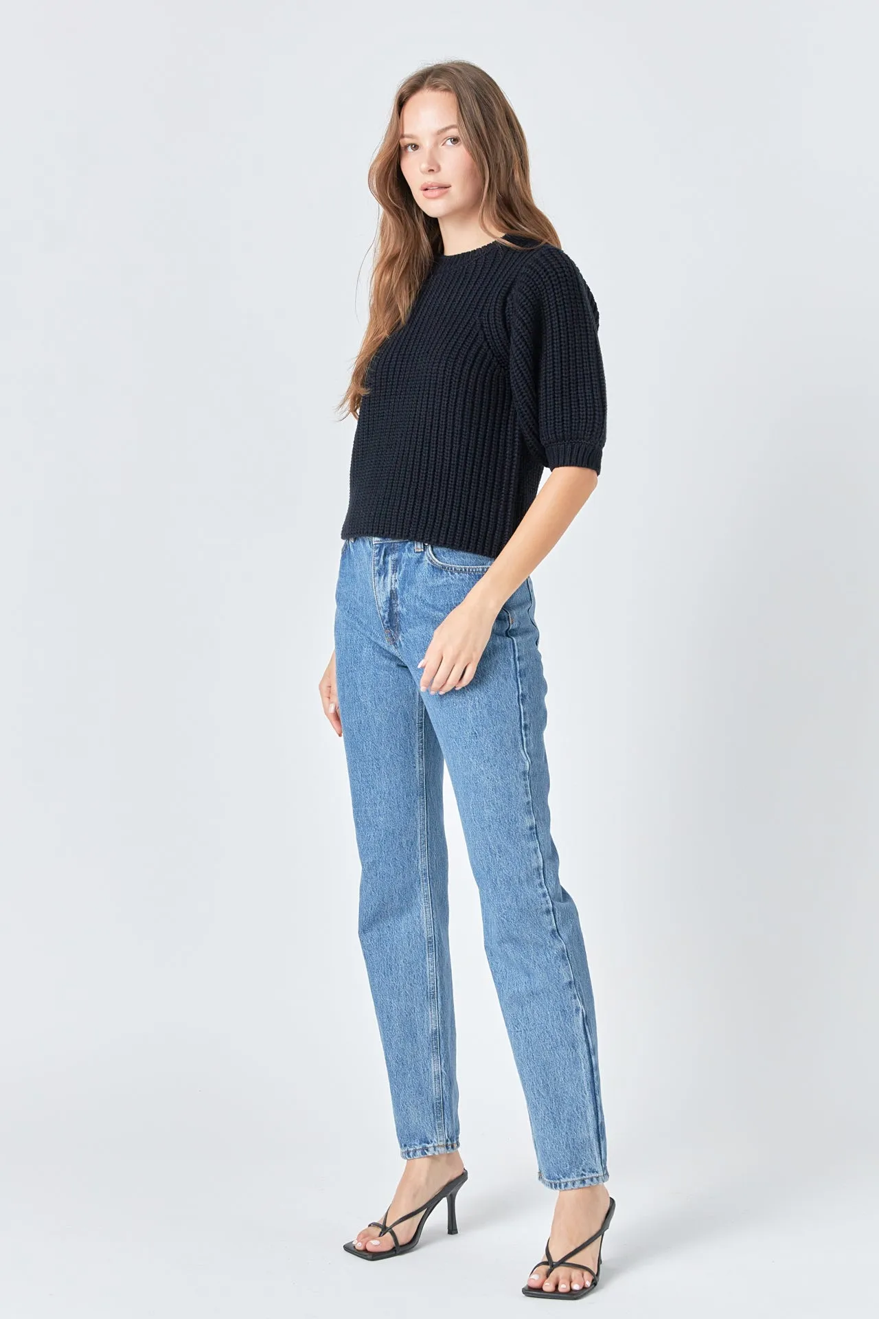 Round-neck Short Sleeve Knit Sweater