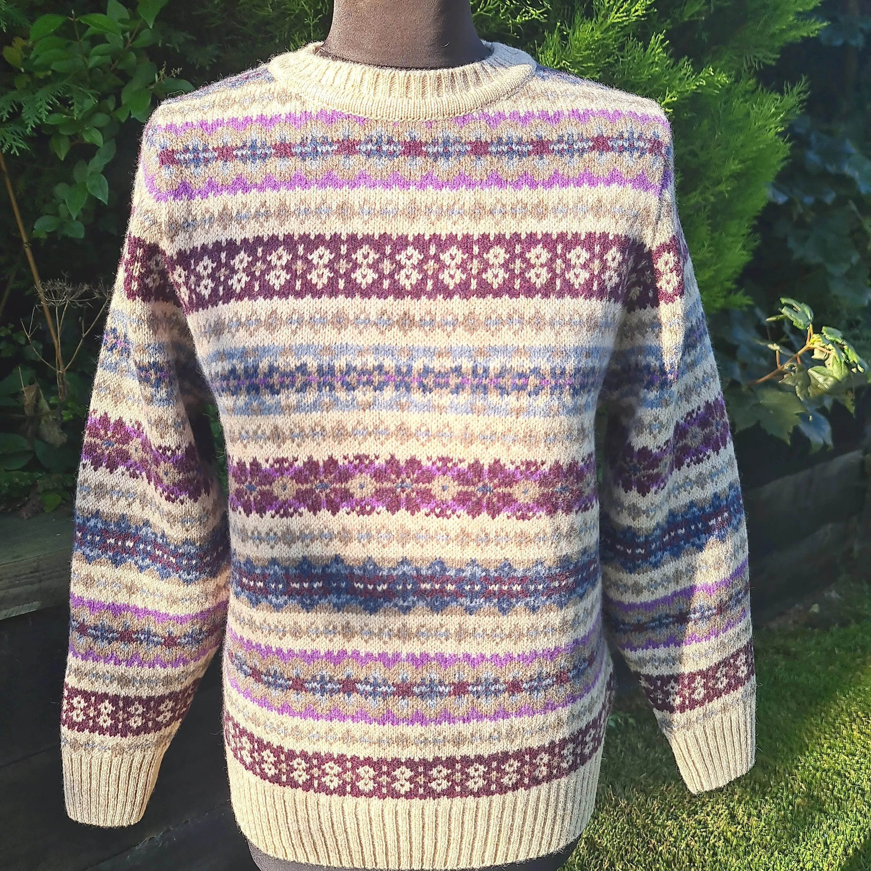 SALE Scottish All Over Fairisle Sweater In Tusk