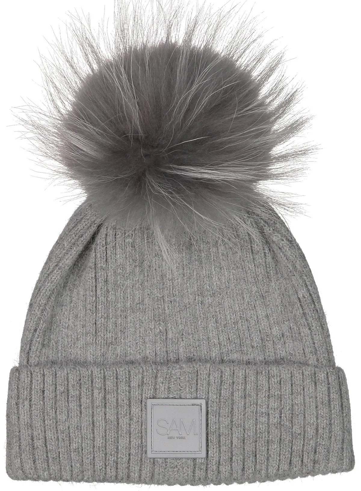 SAM - Fur Beanie in Grey/Grey