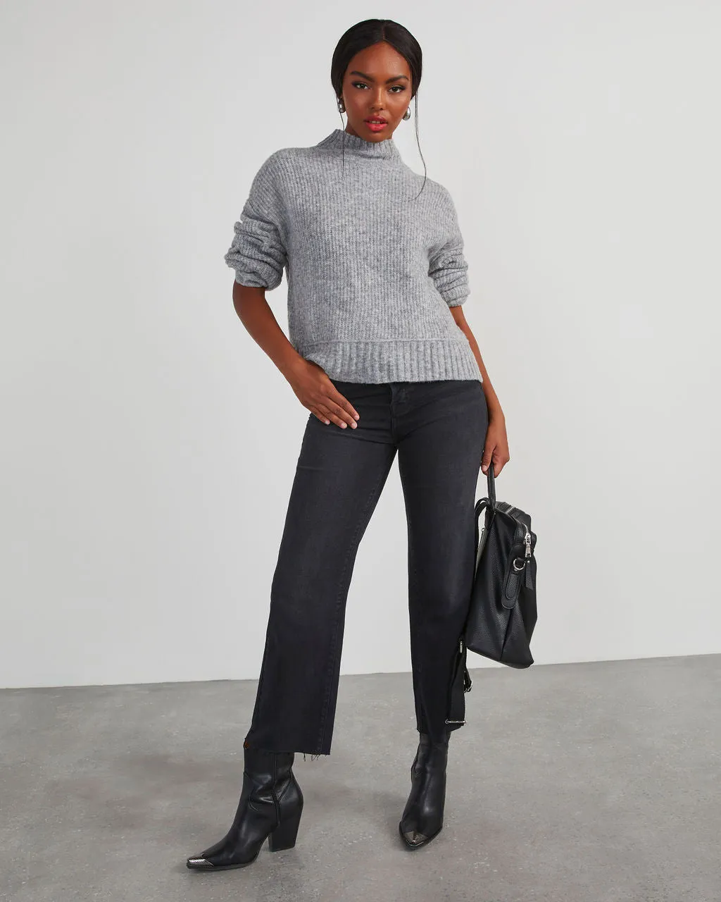 Same Energy Marled Mock Neck Sweater