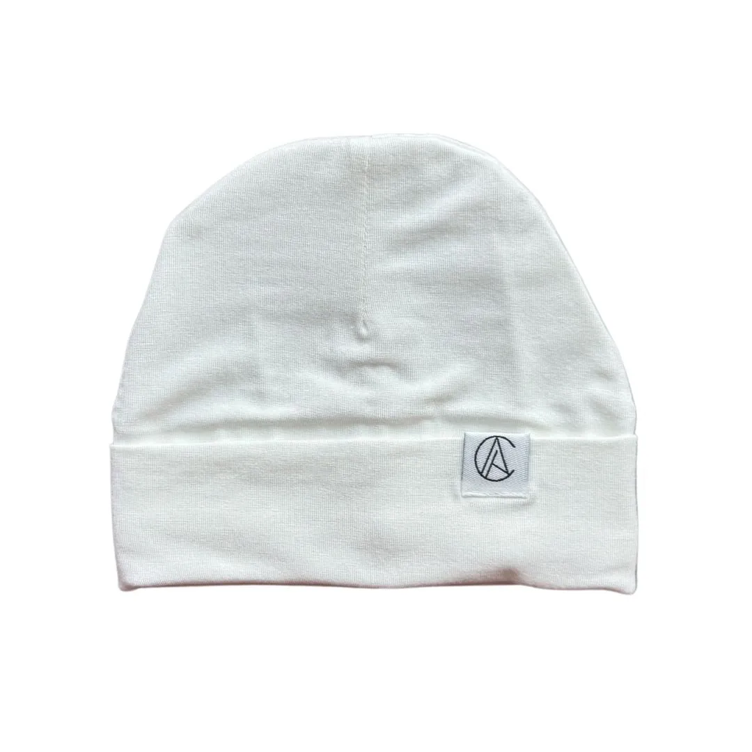 Satin Lined Jersey Beanie-White