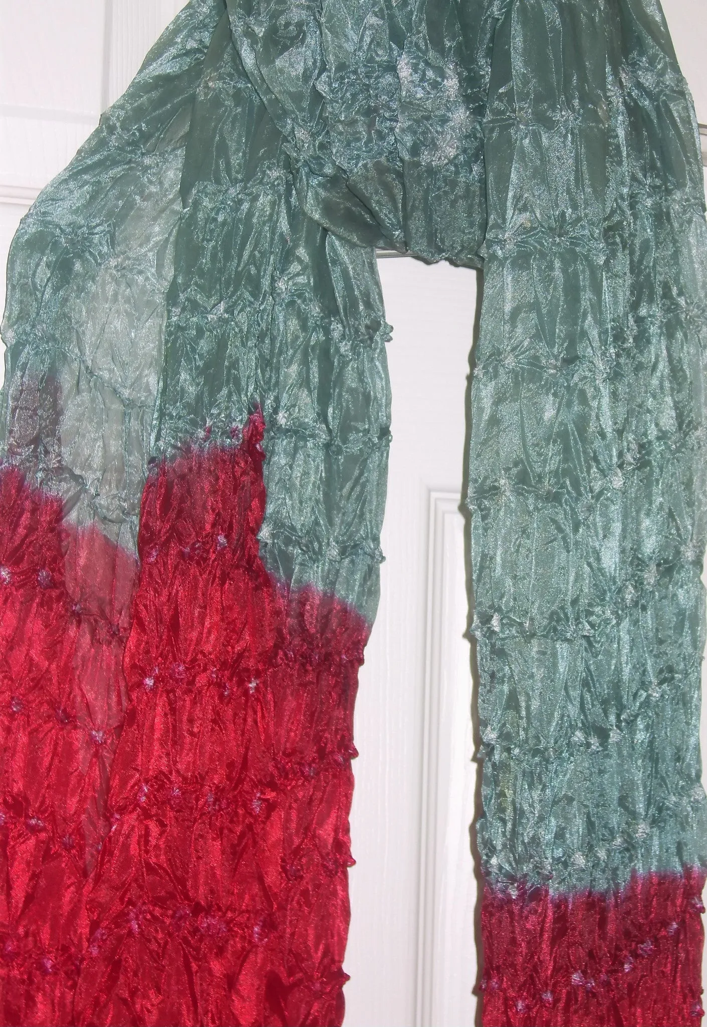 Scarf 299 Tie Dye Red Silk Dupatta Chunni Shawl Wrap Shieno