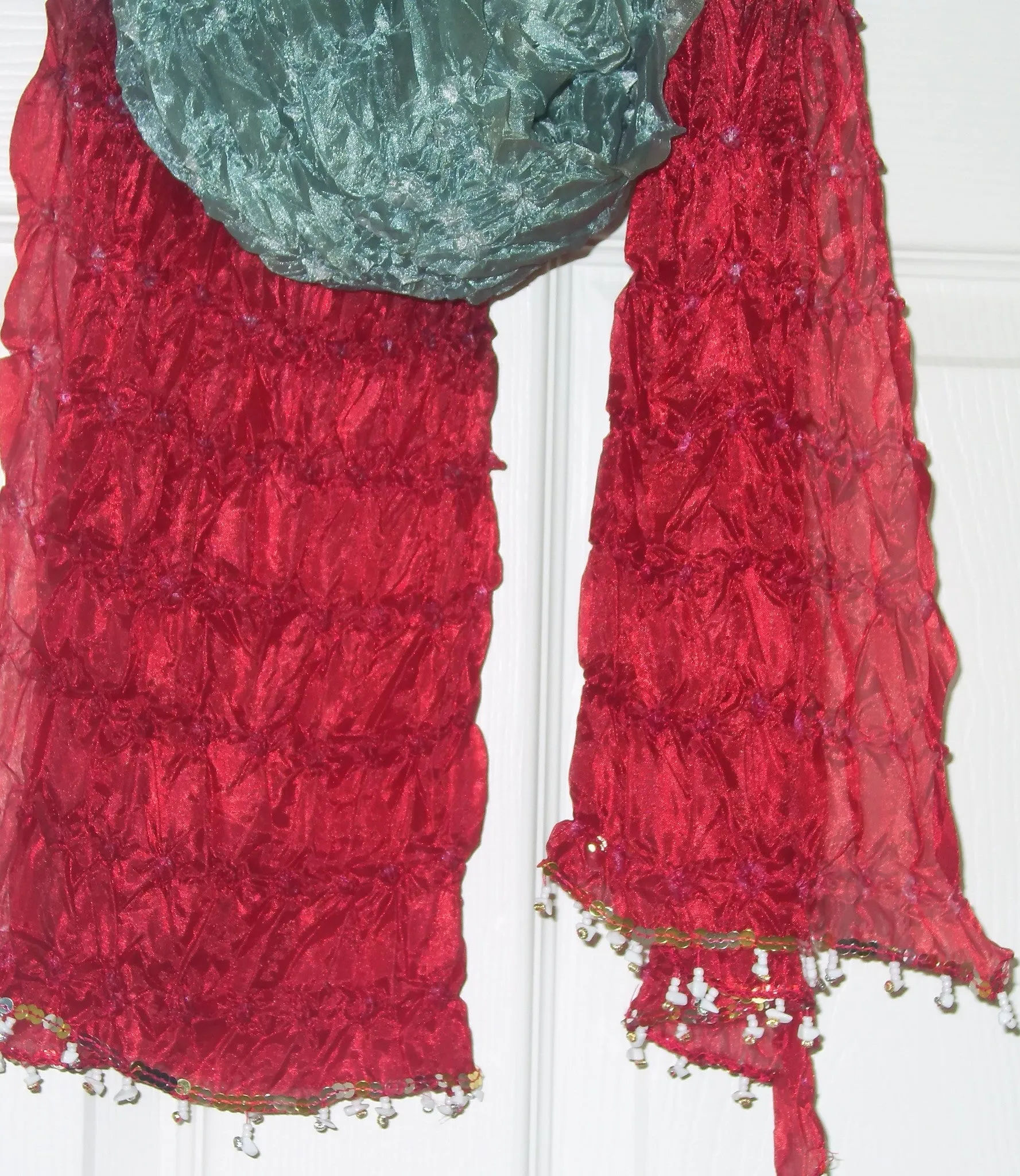 Scarf 299 Tie Dye Red Silk Dupatta Chunni Shawl Wrap Shieno