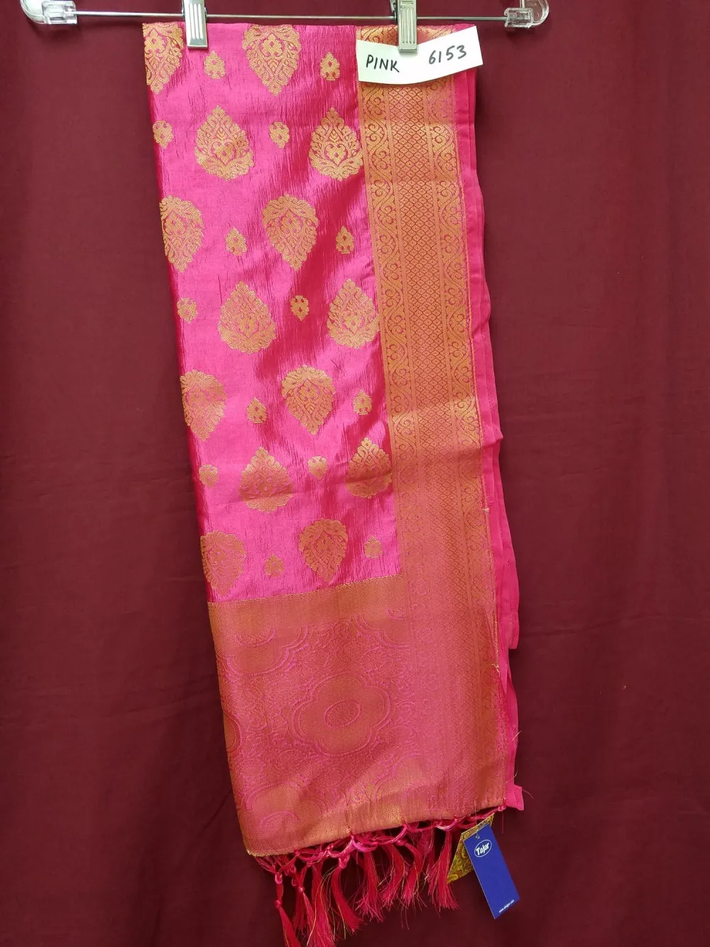 Scarf 6155 Banarsi Silk Assorted Colors Gold Detail Dupatta Chunni Shawl