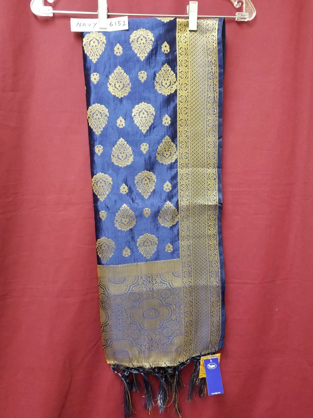 Scarf 6155 Banarsi Silk Assorted Colors Gold Detail Dupatta Chunni Shawl