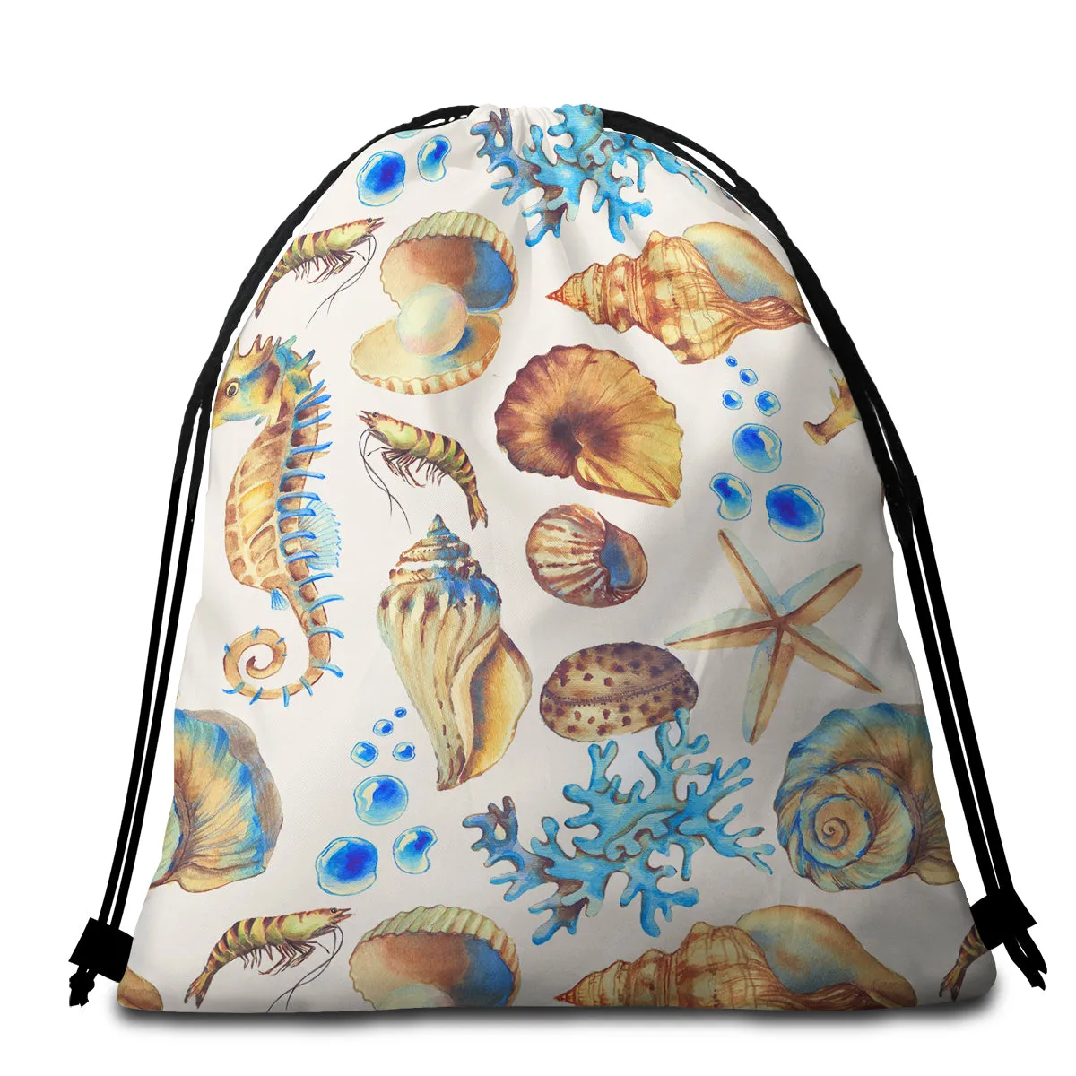 Seashells Round Beach Towel