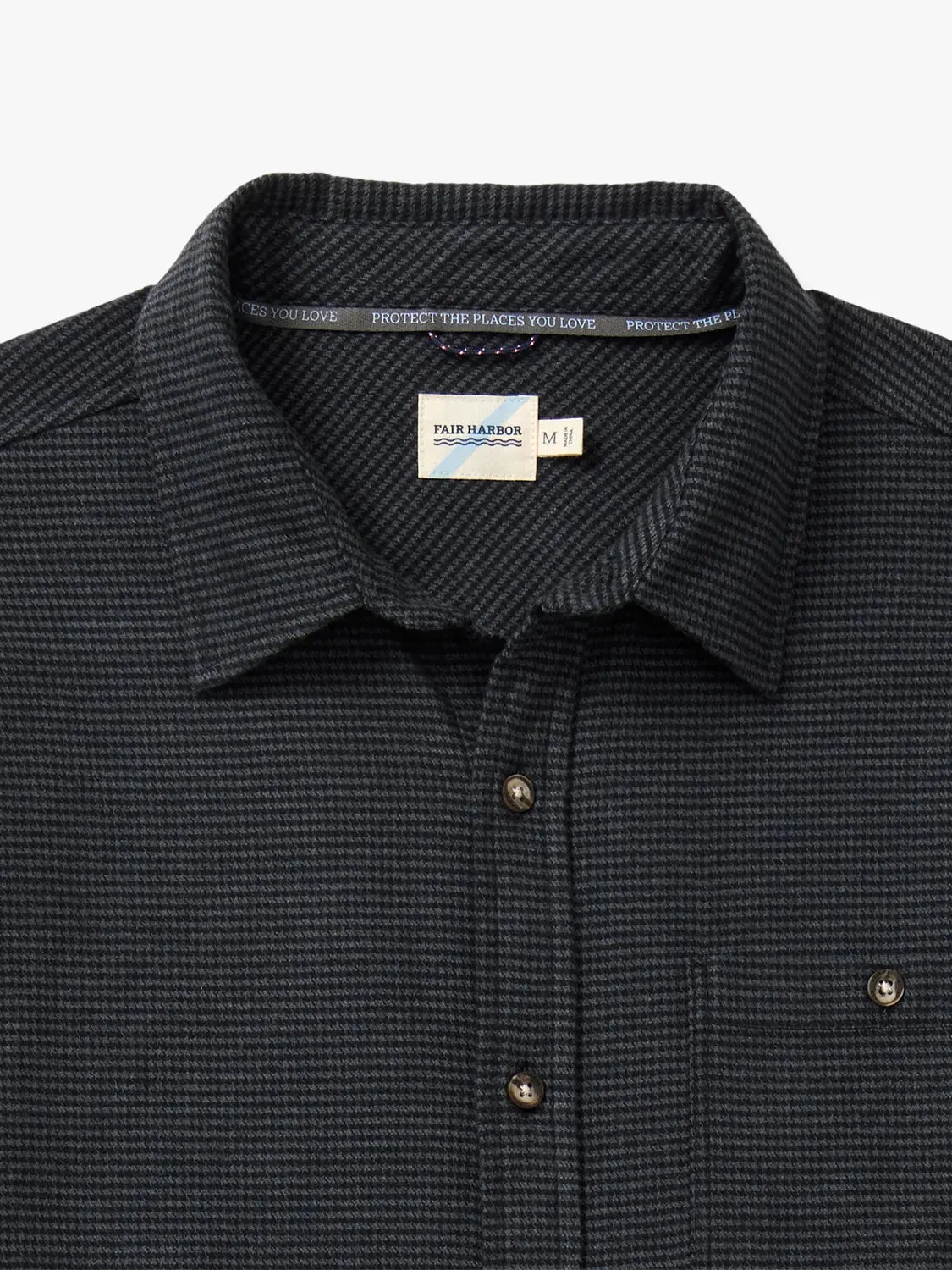 Seaside Lightweight Flannel | Charcoal Houndstooth