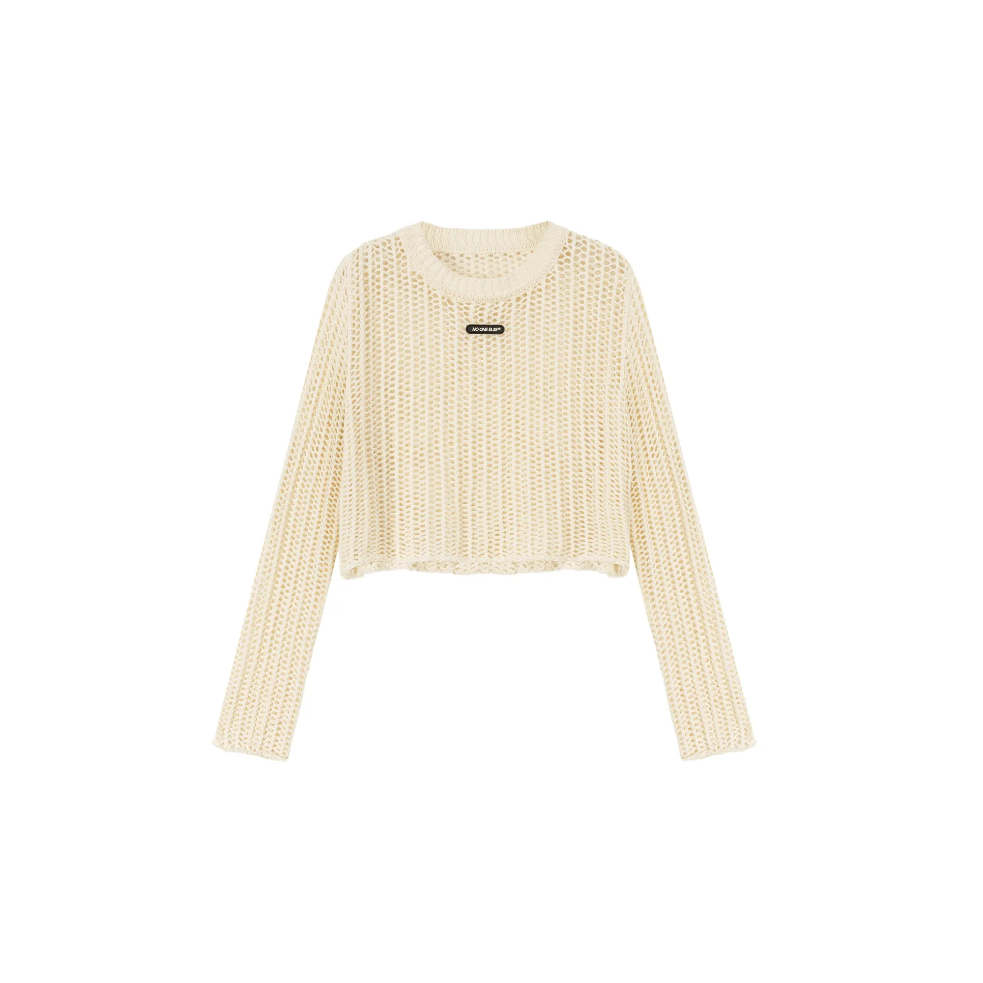 See Through Crop Knit Long Sleeve Sweater