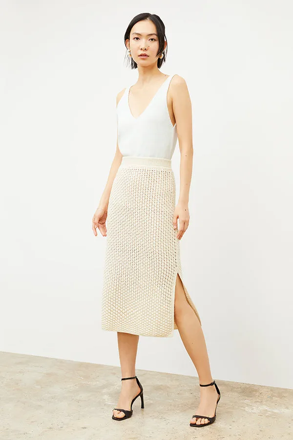 Senga Skirt - Popcorn Knit :: Coconut