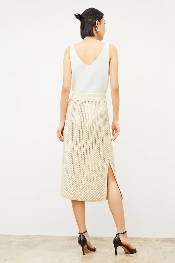 Senga Skirt - Popcorn Knit :: Coconut