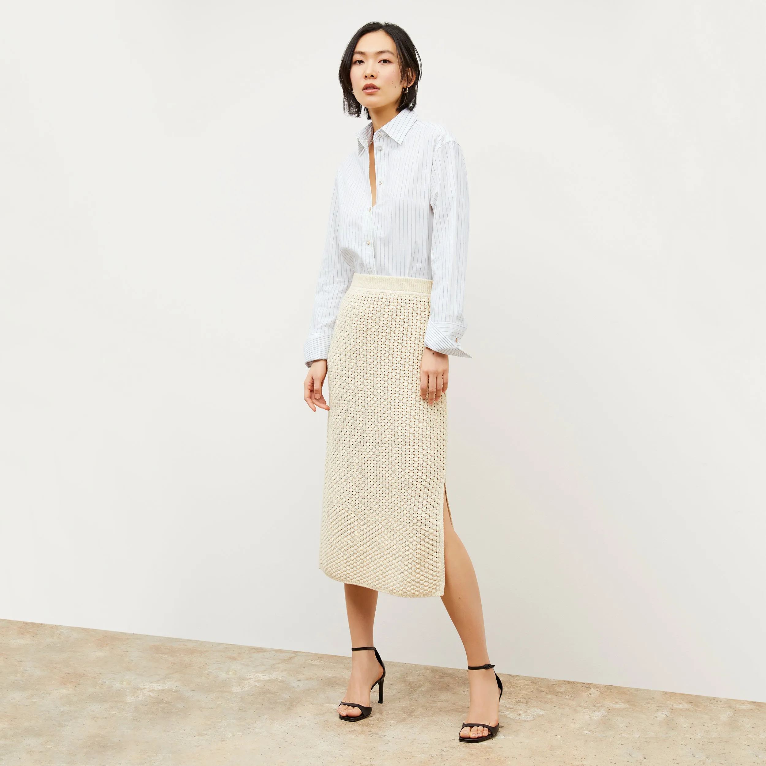 Senga Skirt - Popcorn Knit :: Coconut