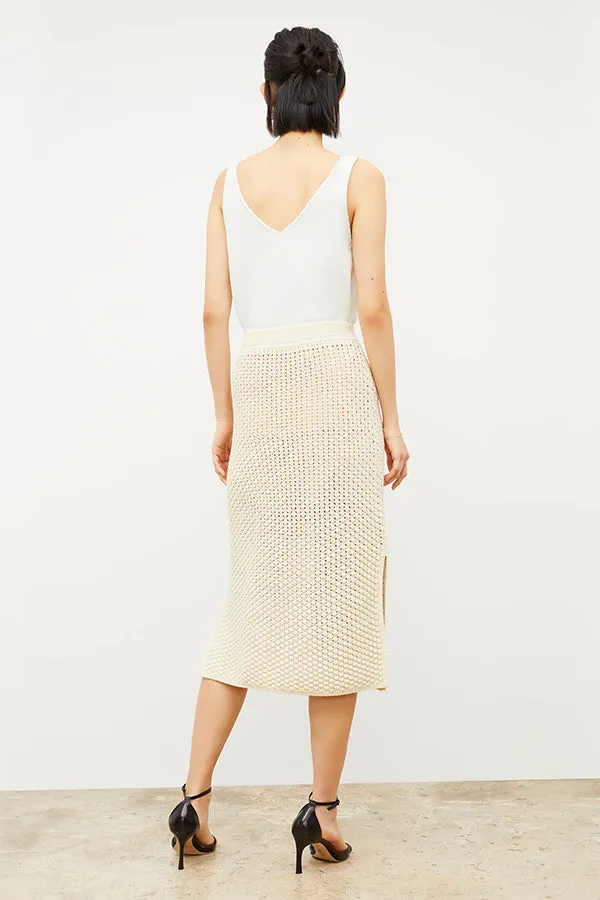 Senga Skirt - Popcorn Knit :: Coconut