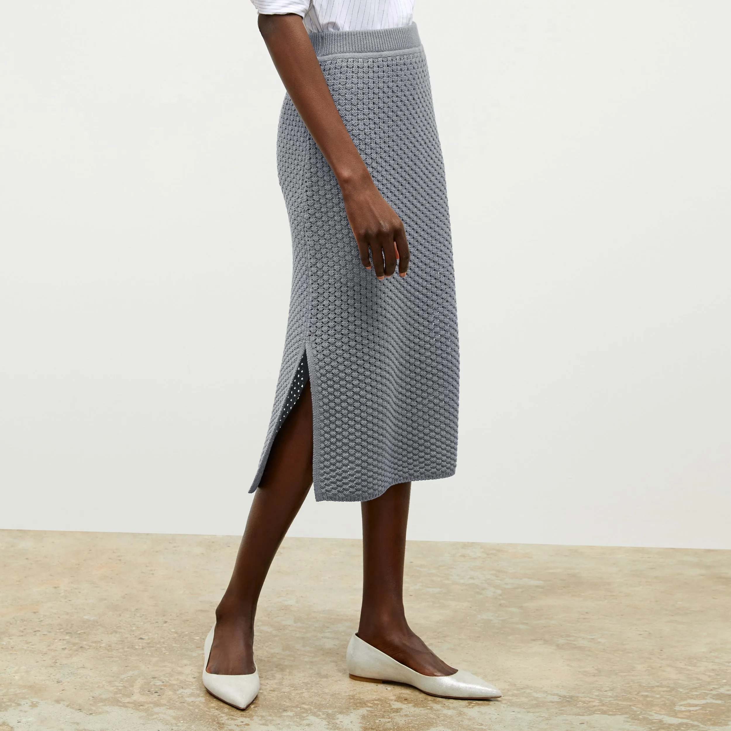 Senga Skirt - Popcorn Knit :: Flint Gray