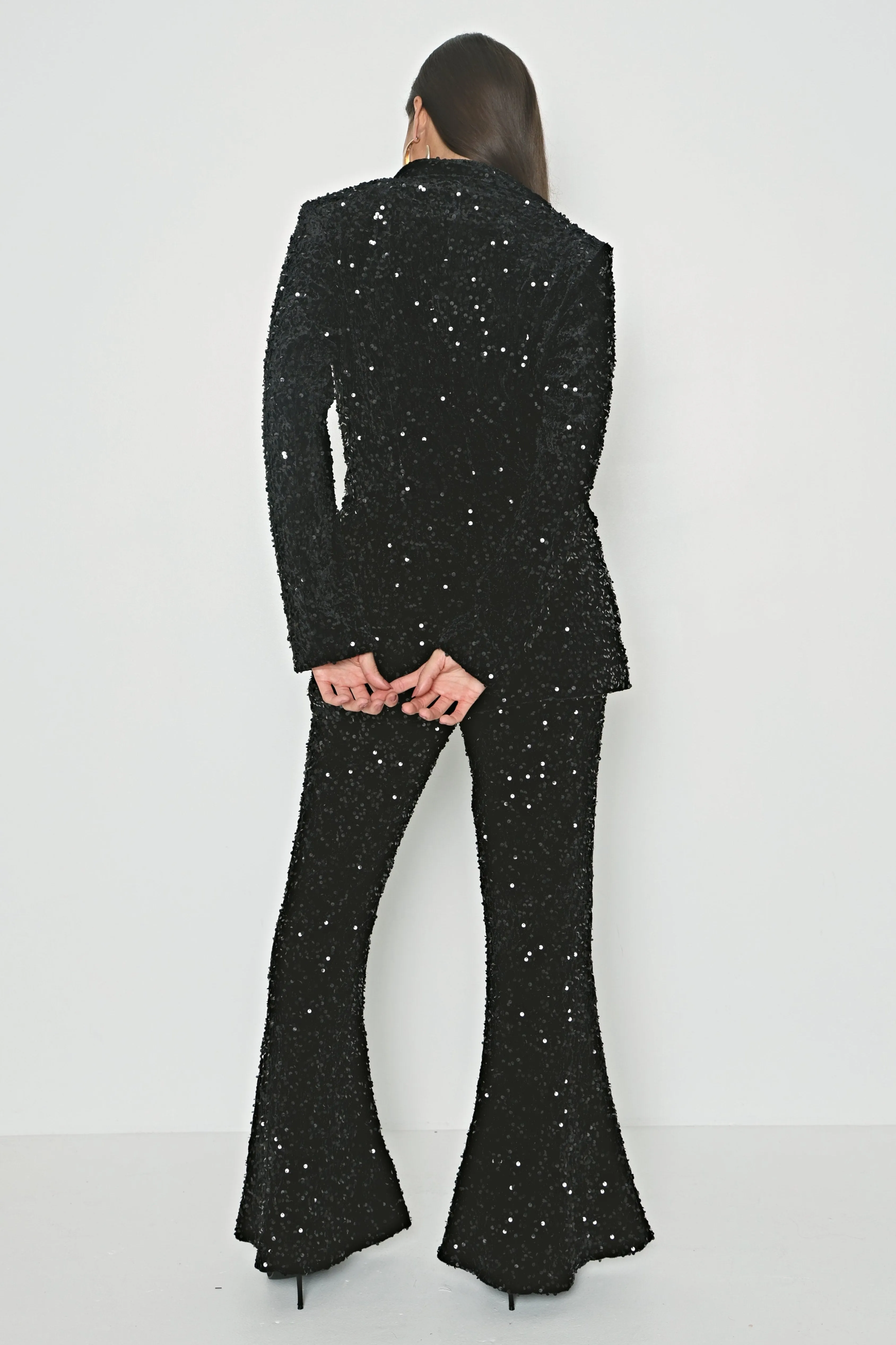 SEQUIN WIDE LEG TROUSERS